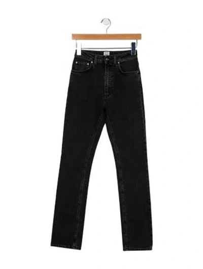 Pre-owned Totême Mid-rise Straight Leg Jeans In Black