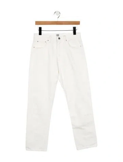 Pre-owned Totême Mid-rise Straight Leg Jeans In White