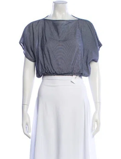 Pre-owned Totême Mini Stripe Silk Top Striped Crop Top In Blue