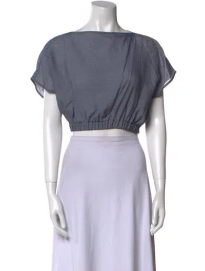 Pre-owned Totême Mini Stripe Silk Top Striped Crop Top In Blue