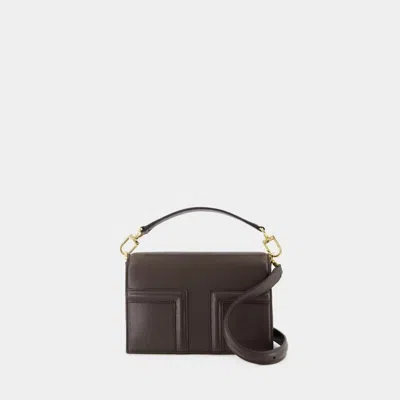 Totême Leather Mini Clutch Bag In Brown