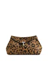 Totême Mini T Lock Calf Hair Clutch In Brown