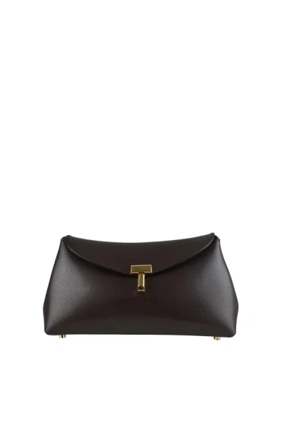 Totême Toteme Mini T Lock Clutch In Brown