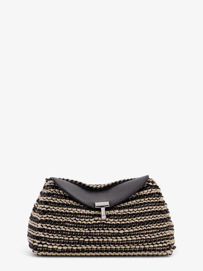 Totême Mini T-lock Clutch In Leather With Woven Pattern In Multi