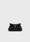 Totême Mini T-lock Frayed Satin Clutch Black In Black