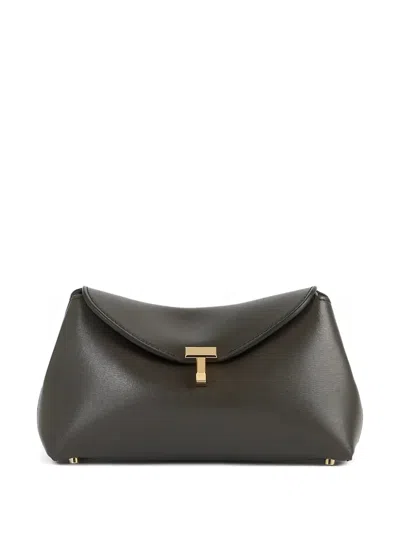 Totême Mini T-lock Leather Clutch Bag In Brown
