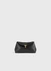 Totême Mini T-lock Leather Clutch Black In Black