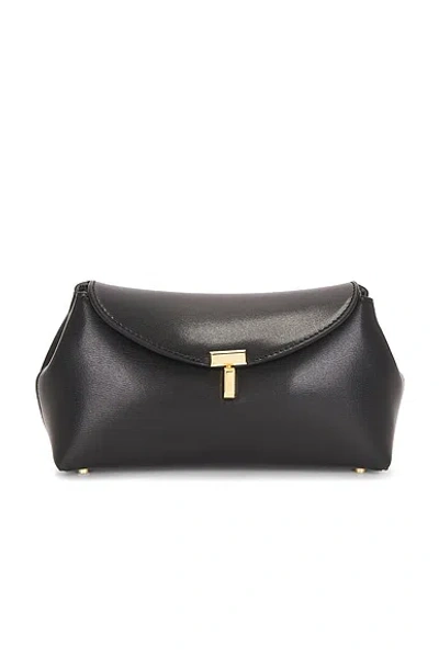 Totême Mini T-lock Leather Clutch In Black