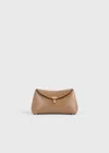 Totême Mini T-lock Leather Clutch Camel In Brown
