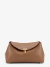 Totême Mini T-lock Leather Clutch In Sand