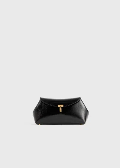 Totême Mini T-lock Naplack Clutch Black