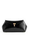 Totême Mini T Lock Naplack Clutch In Black