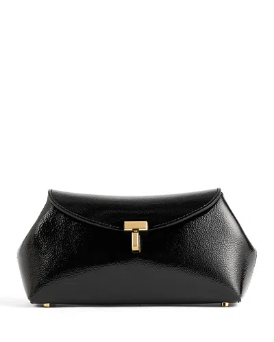 Totême Mini T Lock Naplack Clutch In Black