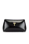 Totême Mini T-lock Naplack Clutch In Black