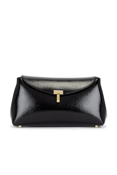 Totême Mini T-lock Naplack Clutch In Black