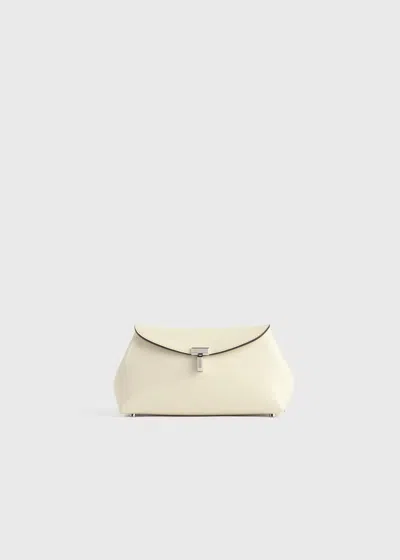 Totême Mini T-lock Naplack Clutch Milk In White