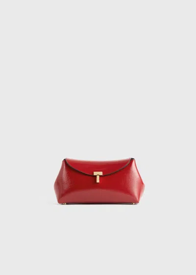Totême Mini T-lock Naplack Clutch Red