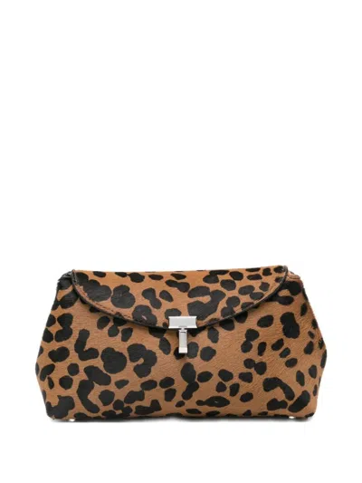 Totême Mini T Lock Naplak Clutch In Brown