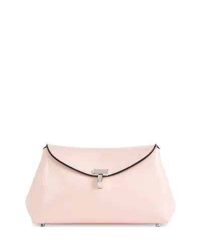 Totême Mini T Lock Naplak Clutch In Pink