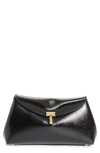Totême Toteme Mini T-lock Naplak Leather Clutch In Red