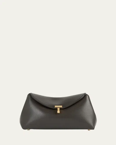 Totême Mini T-lock Leather Clutch Bag In Brown