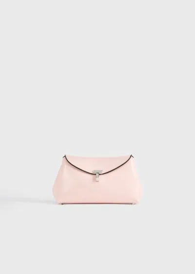 Totême Mini T-lock Naplack Clutch Flamingo In Pink
