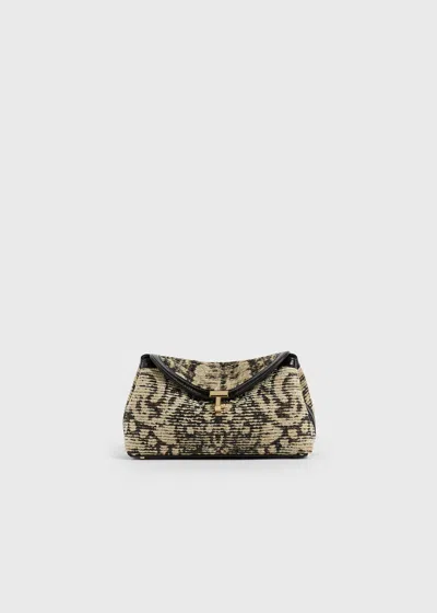 Totême Mini T-lock Paisley Clutch Rye/black