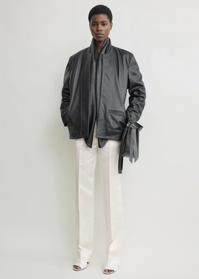 Totême Minimal Biker Jacket Black In Gray