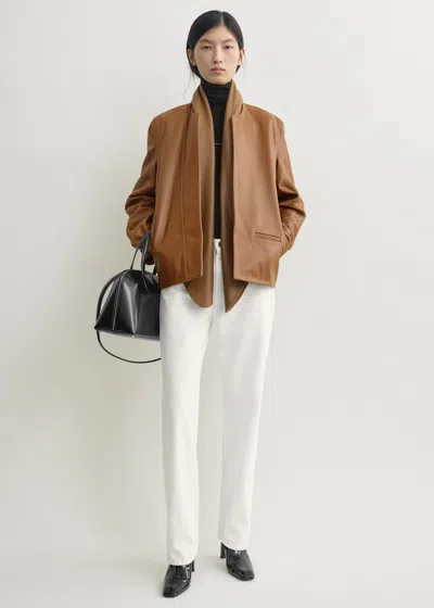 Totême Minimal Biker Jacket Copper In Brown