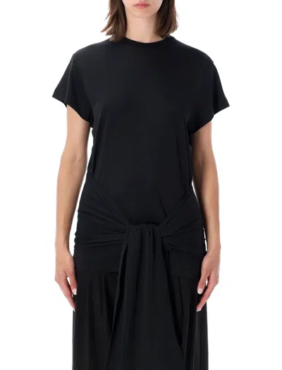 Totême Toteme Minimal Draped Tie-waist T-shirt With Dropped Shoulders In Black