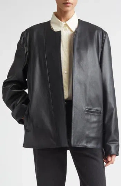 Totême Toteme Minimal Leather Biker Jacket In Animal Print