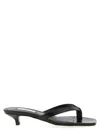Totême Minimalist Black Leather Thong Sandals With Square Toe And Low Heel In Multi