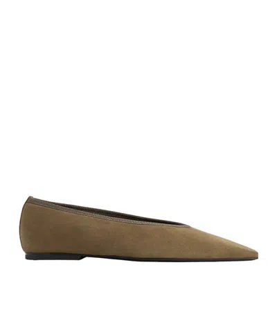 Totême Minimalist Suede Ballerinas Hazel In Brown