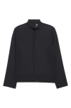 Totême Toteme Mock Neck Long Sleeve Cotton & Silk Top In Blue
