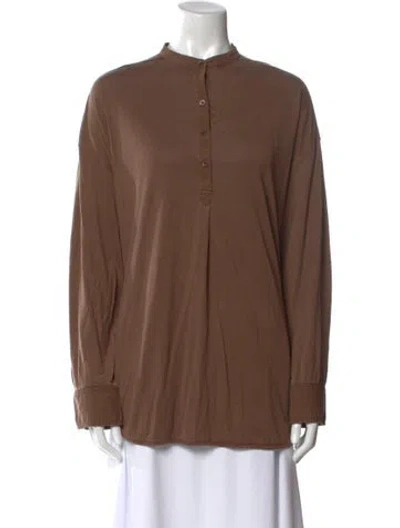 Pre-owned Totême Mock Neck Long Sleeve Tunic In Brown