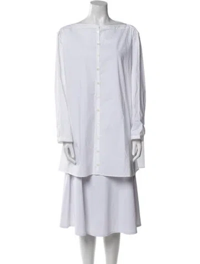 Pre-owned Totême Mock Neck Long Sleeve Tunic In White