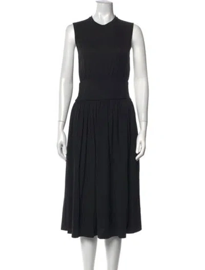 Pre-owned Totême Mock Neck Midi Length Dress In Black
