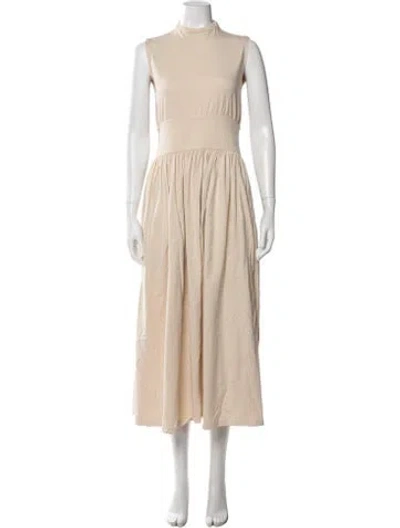 Pre-owned Totême Mock Neck Midi Length Dress In Neutrals