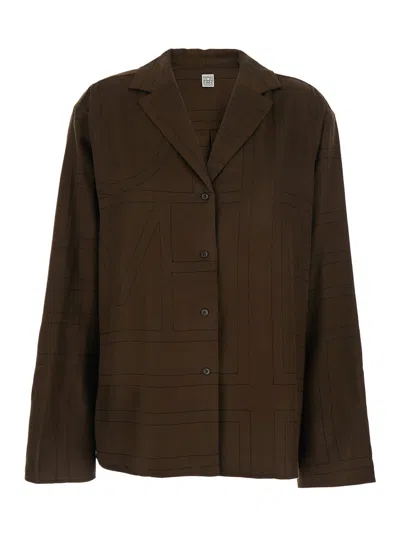 Totême Toteme Modal Notched Revers Shirt In Brown