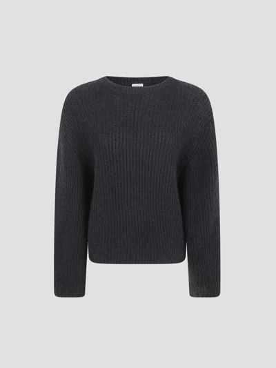 Totême Toteme Mohair Blend Rib Knit Sweater In Black