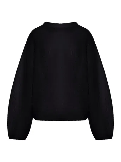 Totême Toteme Mohair Blend Rib Knit Sweater For Women In Black