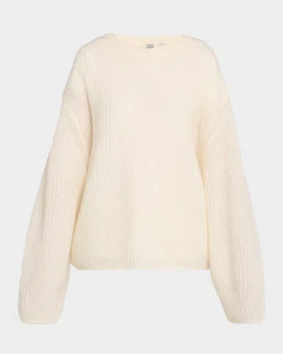 Totême Mohair-blend Ribbed Crewneck Sweater In Sand