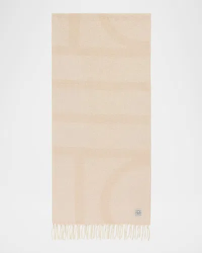 Totême Monogram Alpaca-blend Jacquard Scarf In White