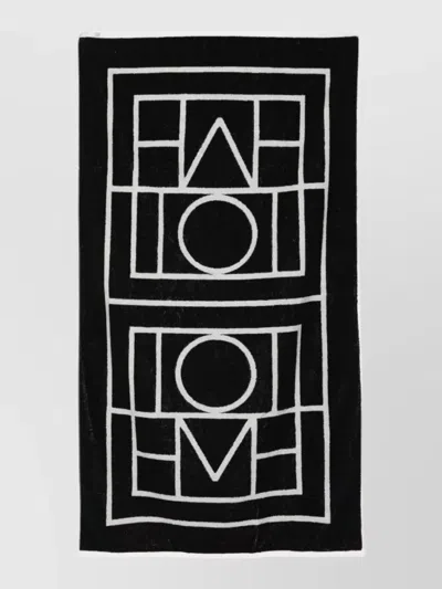 Totême Monogram Beach Towel Rectangular Soft Texture In Black