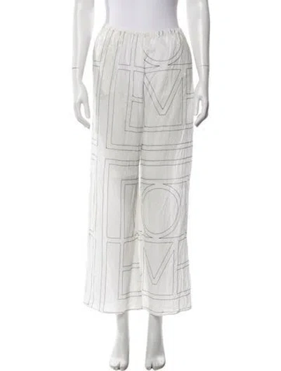Pre-owned Totême Monogram Cotton Pj Bottoms Wide Leg Pants In White