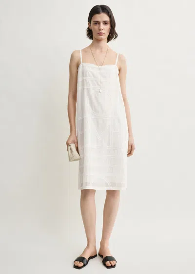Totême Monogram Cotton Voile Dress White