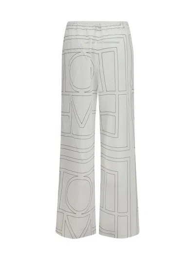 Totême Toteme Monogram Cotton Voile Trousers In White