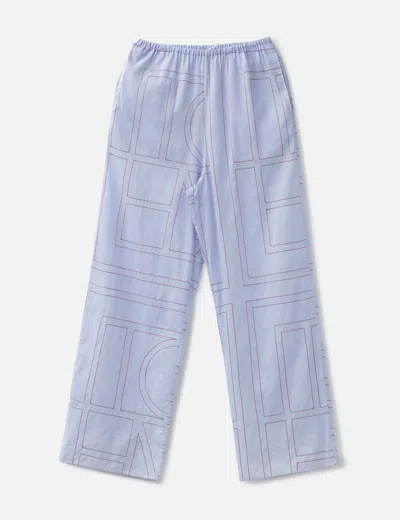 Totême Monogram Cotton-blend Pj Bottoms In Blue
