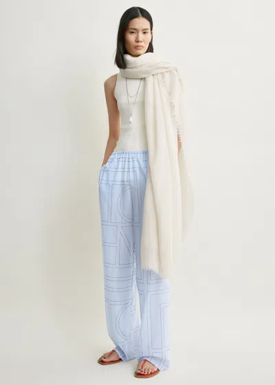 Totême Monogram Cotton-blend Pj Bottoms Sky In Blue