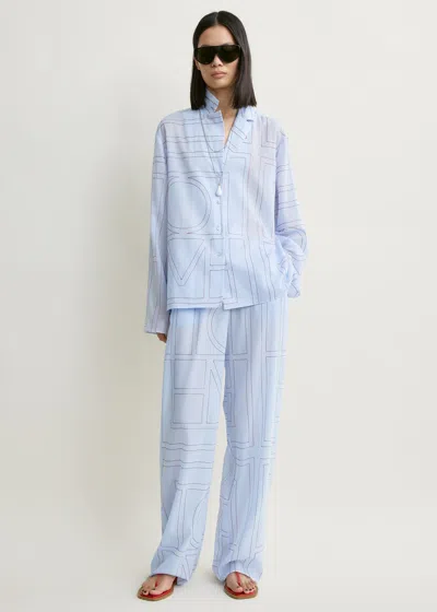 Totême Monogram Cotton-blend Pj Top Sky In Blue